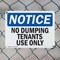 Signmission No Dumping Tenant Use Only, 10 in W x Rectangle, Plastic OS-2PACK-NS-P-710-L-16078 - alternate 2